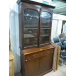 Victorian mahogany display cabinet with cupboard under