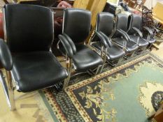 Set of six black and chrome chairs