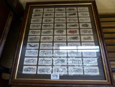 Framed cigarettes cards of motorbikes