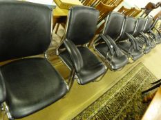 Set of nine black and chrome chairs