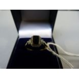 9ct Deco style sapphire and diamond ring
