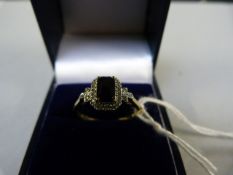 9ct Deco style sapphire and diamond ring