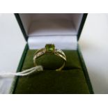 9ct Peridot and diamond ring