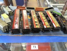 Hornby Dublo locomotive, various carriages etc, along with a Hornby Dublo train set box