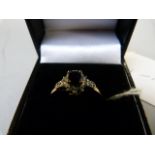 9ct Black sapphire and diamond ring