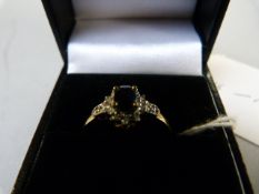 9ct Black sapphire and diamond ring