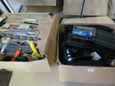 A quantity of various scalextric track, cars and etc