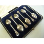 Cased set of Hallmarked silver coffee spoons