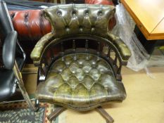 Green leather captains chair