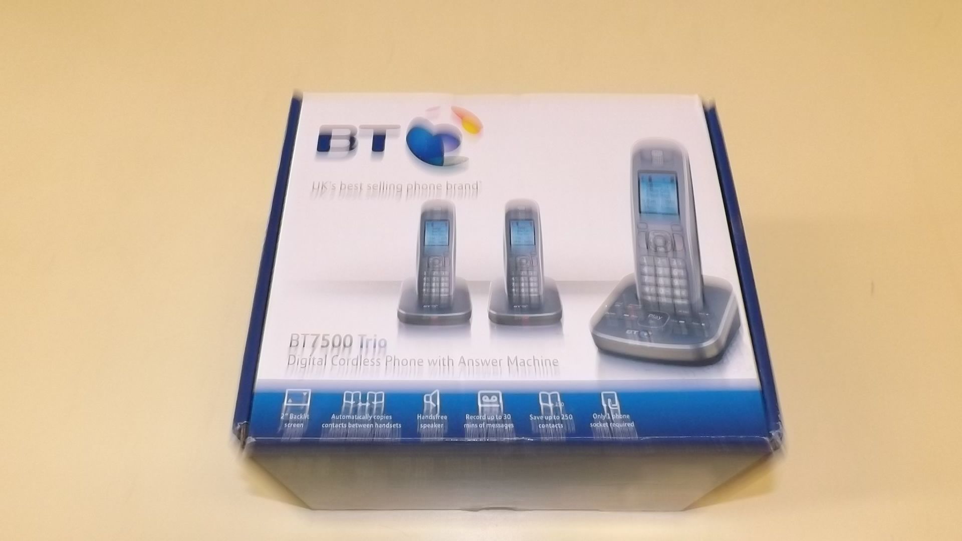1 BOXED BT 7500 TRIO DIGITAL CORDLESS ANSWER PHONE SYSTEM RRP £149.99