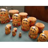 Mid 20th Century Russian doll and six other interior dolls of reducing size