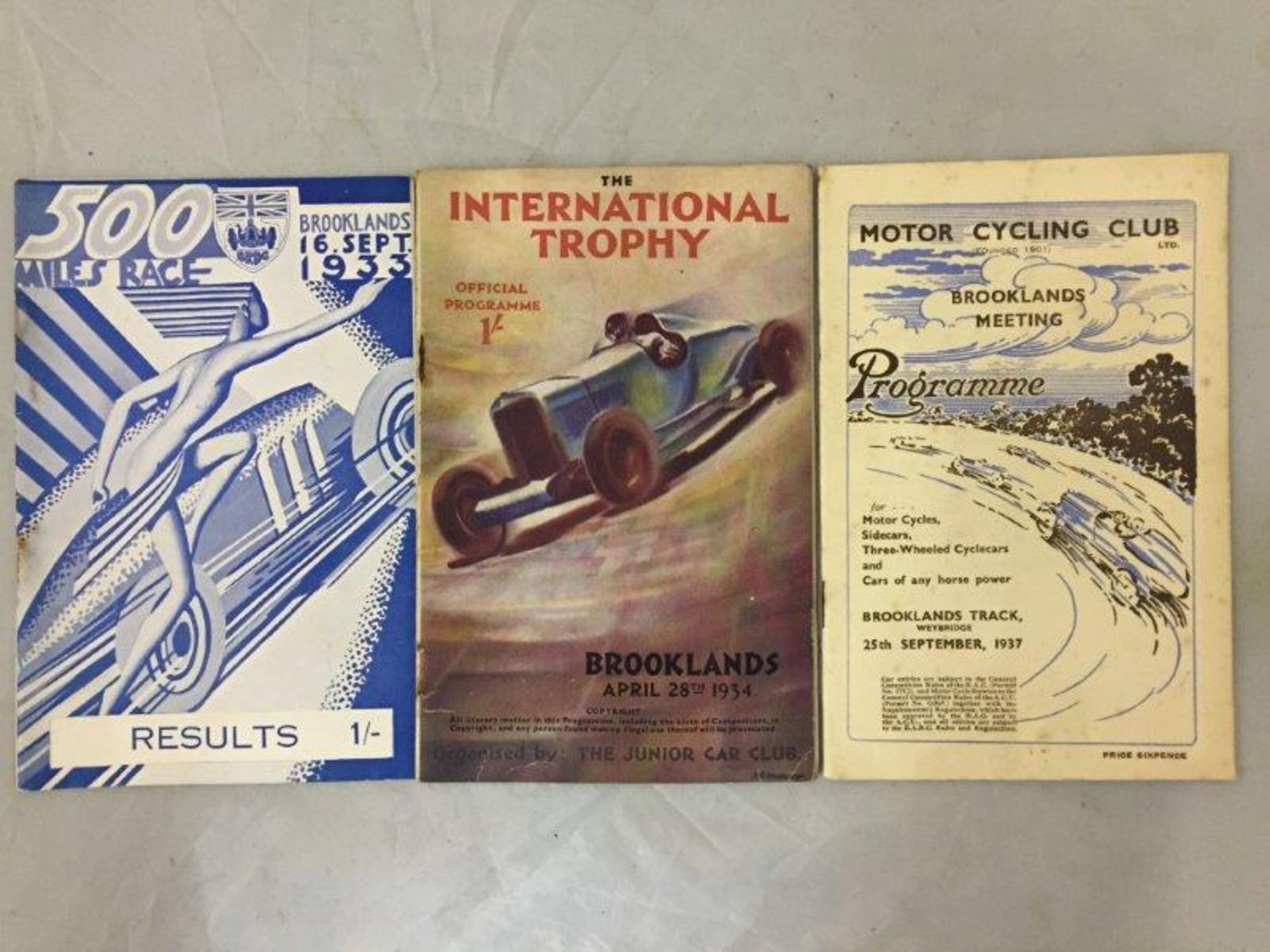 A Brooklands Meeting programme for the Motorcycling Club limited, 25th September 1937, a programme