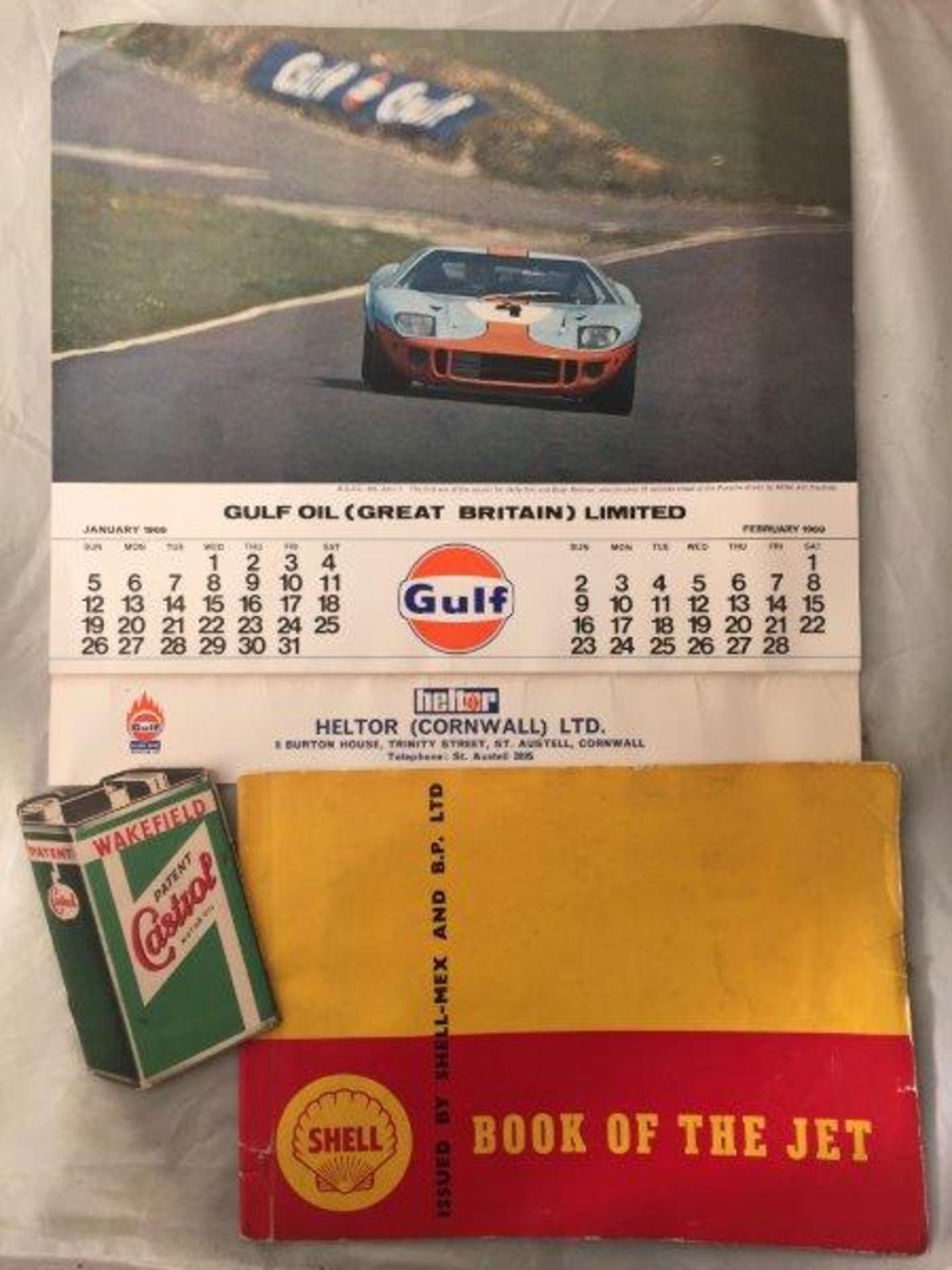 A Gulf Oil (Great Britain) Limited calendar for 1969 featuring the GT40 amongst others, a Shellmex