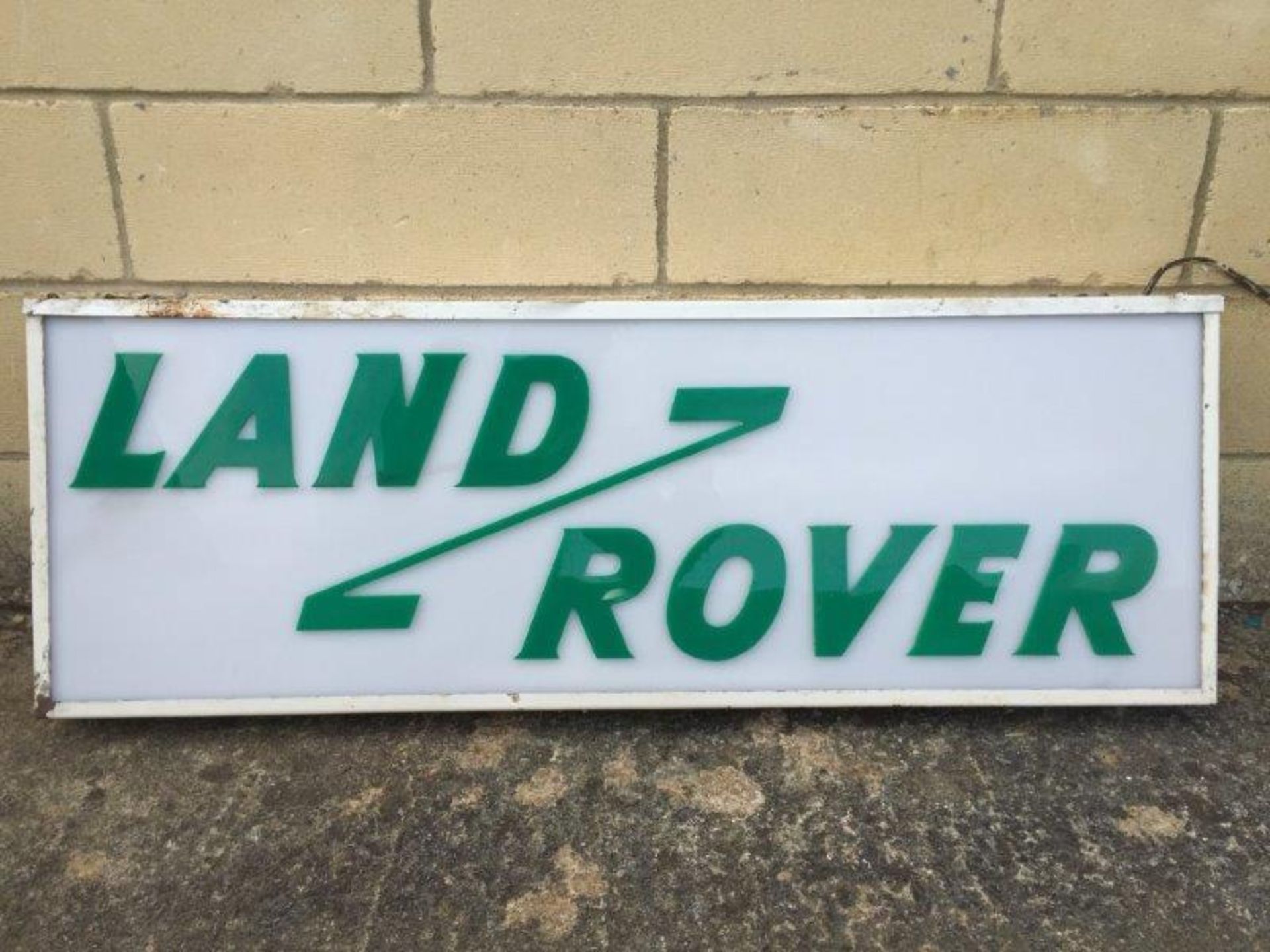 An unusual Land Rover/Rover two sided illuminated lightbox, advertising Land Rover to one side and