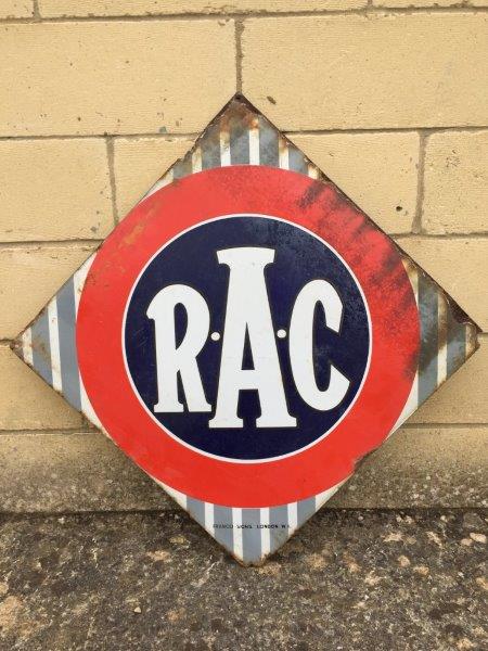 An early RAC lozenge shaped enamel sign by Franco Signs London, 28 x 28"