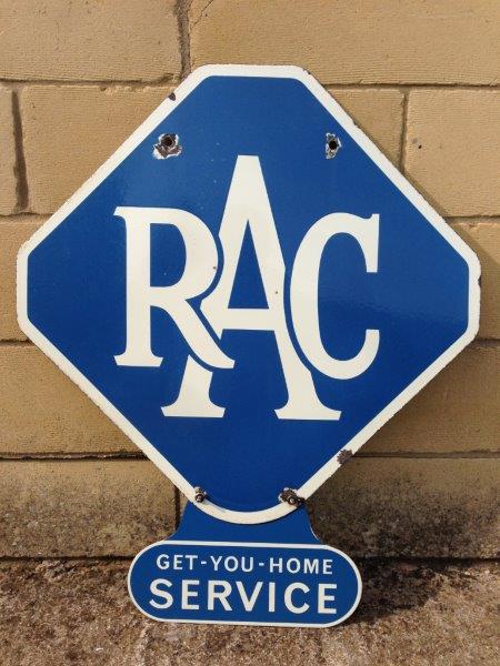 An RAC double sided hanging enamel sign with 'Get You Home Service' enamel attachment, 22 x 26" - Image 2 of 2