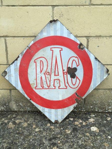 An early RAC lozenge shaped enamel sign, 24 x 24".
