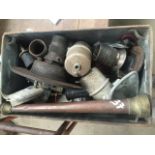 A large box of assorted vintage related parts including hubs.