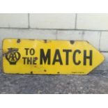 An AA 'To the Match' double sided directional road sign by Franco Signs, 29 1/2 x 10".