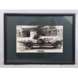 A framed and glazed original black and white photograph of a Vauxhall 30-98 racing car - 'Major