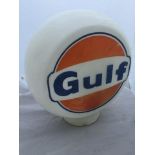 A Gulf glass petrol pump globe by Hailware.