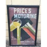 A Price's Motorine pictorial showcard, 21 x 31".