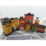 A selection of oil cans to include Gunk and Romac.