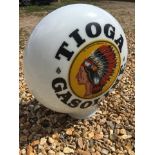 A Tioga Gasoline glass petrol pump globe.