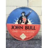 A John Bull 'Lively-Long Wearing' circular pictorial showcard, 24 3/4" diameter.