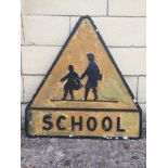 An aluminium road sign - School, 24 x 25 1/2".