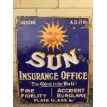 A Sun Insurance Office rectangular enamel sign by Chromo, 24 x 40".