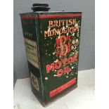 A rare British Monogram Motor Oil gallon can.