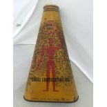 A Shell Lubricating Oil pint conical can, sealed, with 'robotman' motif.