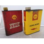 Two French Shell oil cans.