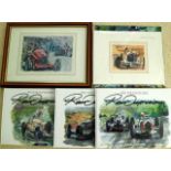 WALTER GOTSCHKE - a framed print of an Alfa Romeo, an unframed print of an Alfa Romeo 1932 at Monza,