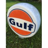 A good, early Gulf glass petrol pump globe by Webb's Industrial Glass Company Limited, London.