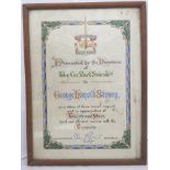 A framed and glazed Car Mart Limited Long Service certificate.