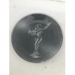 A Rolls-Royce circular glass dish with central Spirit of Ecstasy motif.