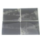 Three early glass photographic plates depicting early racing scenes including MG.