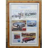 A framed and glazed pictorial tribute to the Austin Healey, 86/1000, 24 x 34".