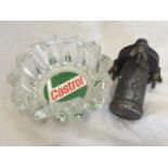 The Castrol no. 2P tap and a Castrol glass ashtray.