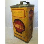 A Shell Lubricating Oil gallon can.