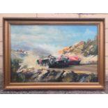 DION PEARS - Collins/Castelotti in the Targa Florio, oil on canvas, framed, signed to lower left, 41