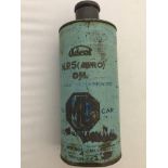 A rare 'Adcol N.P.5 (Aero) Oil Specially Recommended by MG' cylindrical quart can.