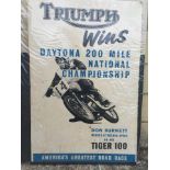 A Triumph poster depicting Don Burnett winner at record speed on his Tiger 100 in the Daytona 200