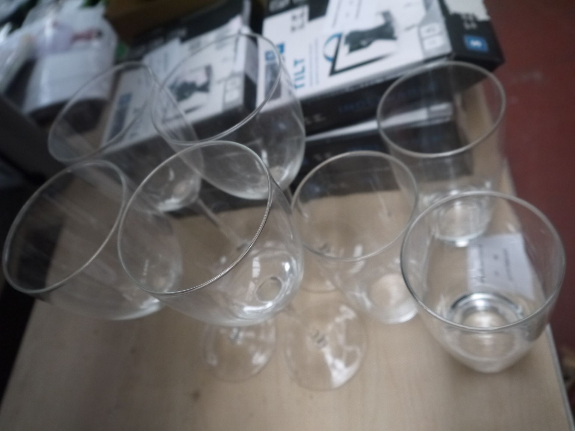 Set of 7 Drinking Glasses. Look in good condition.