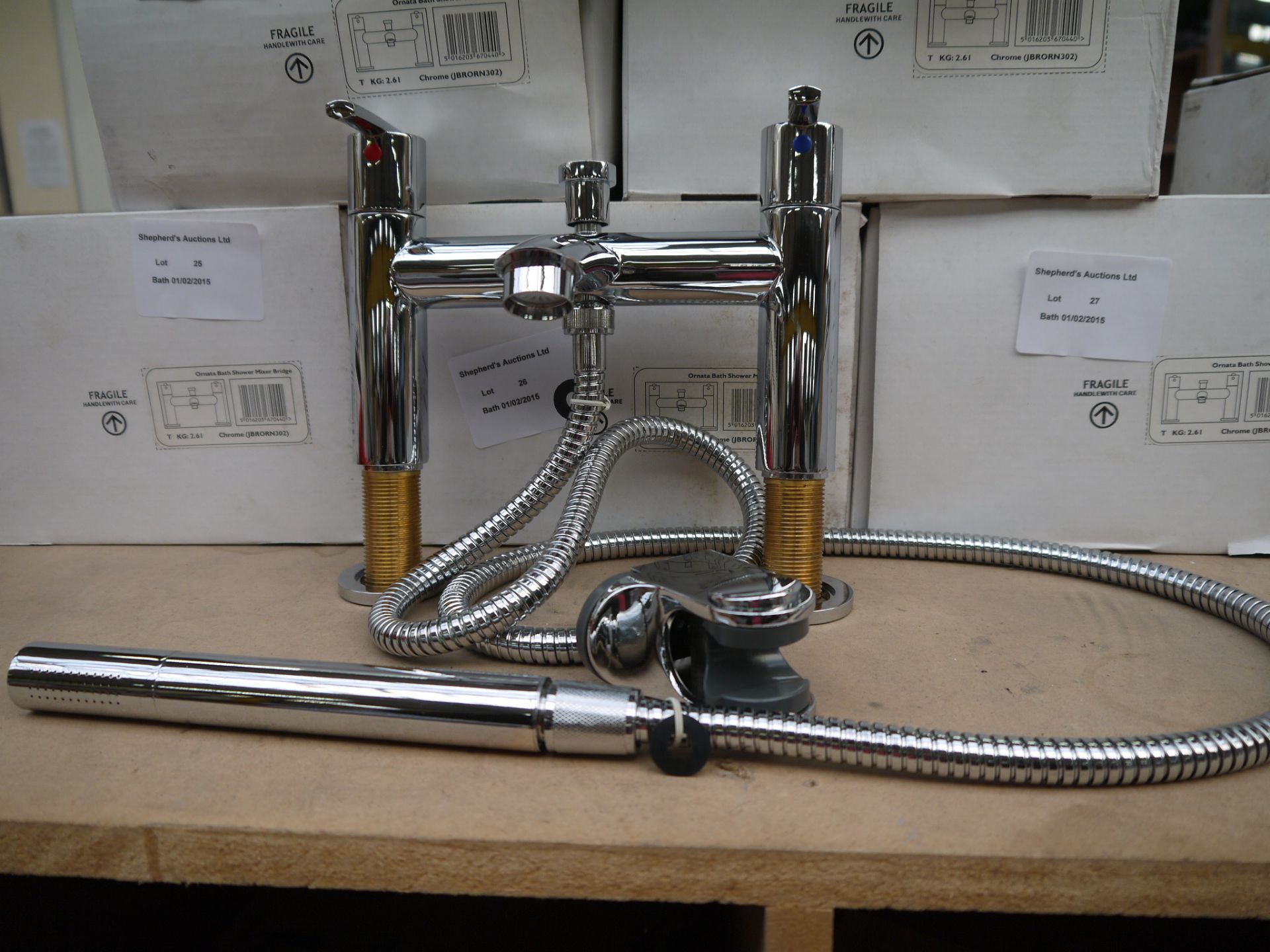 Jacuzzi Ornata bath/shower mixer Bridge tap with hose and shower head, new and boxed