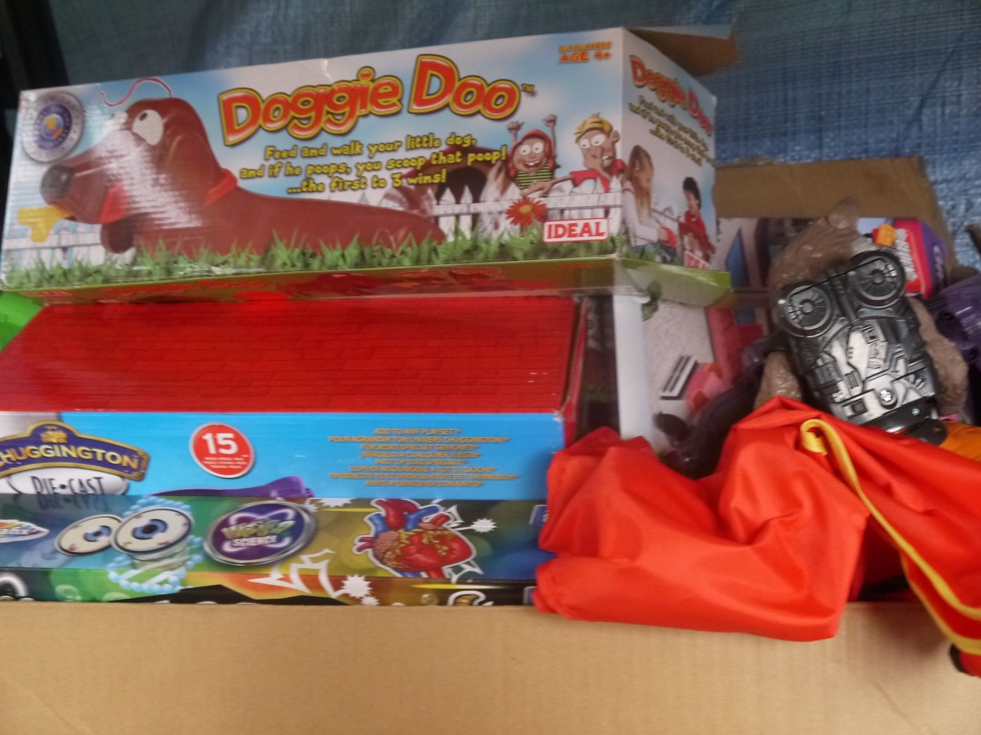 Salvage, box of large amount of toys includes; Action figures, blocks sets and pogo stick