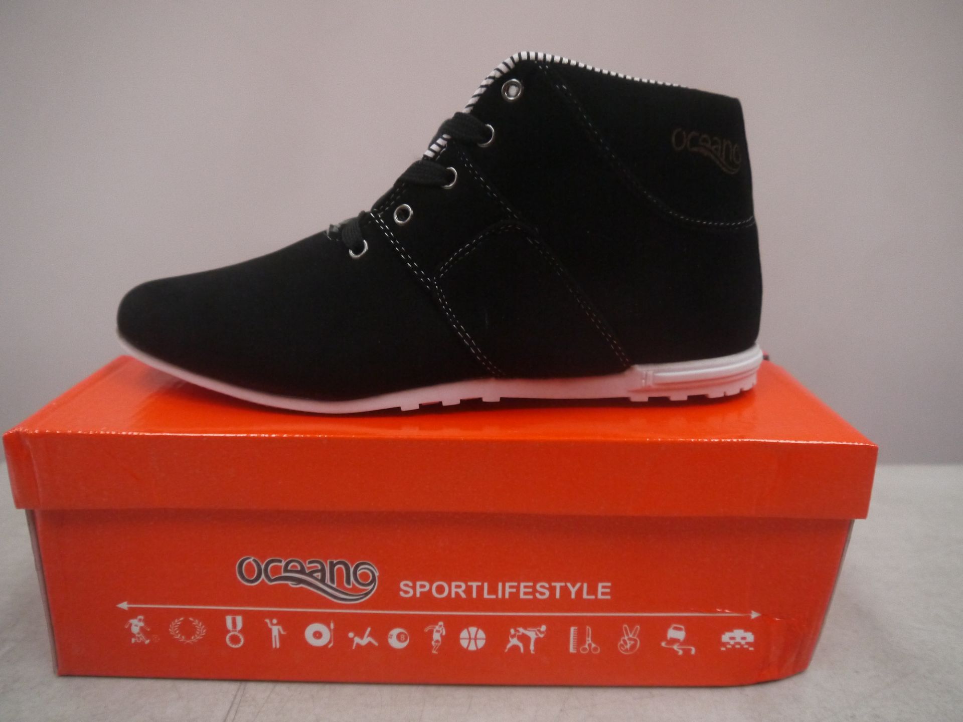 Mens Oceano Trainer Boot black suede style size 41, UK7 brand new and boxed