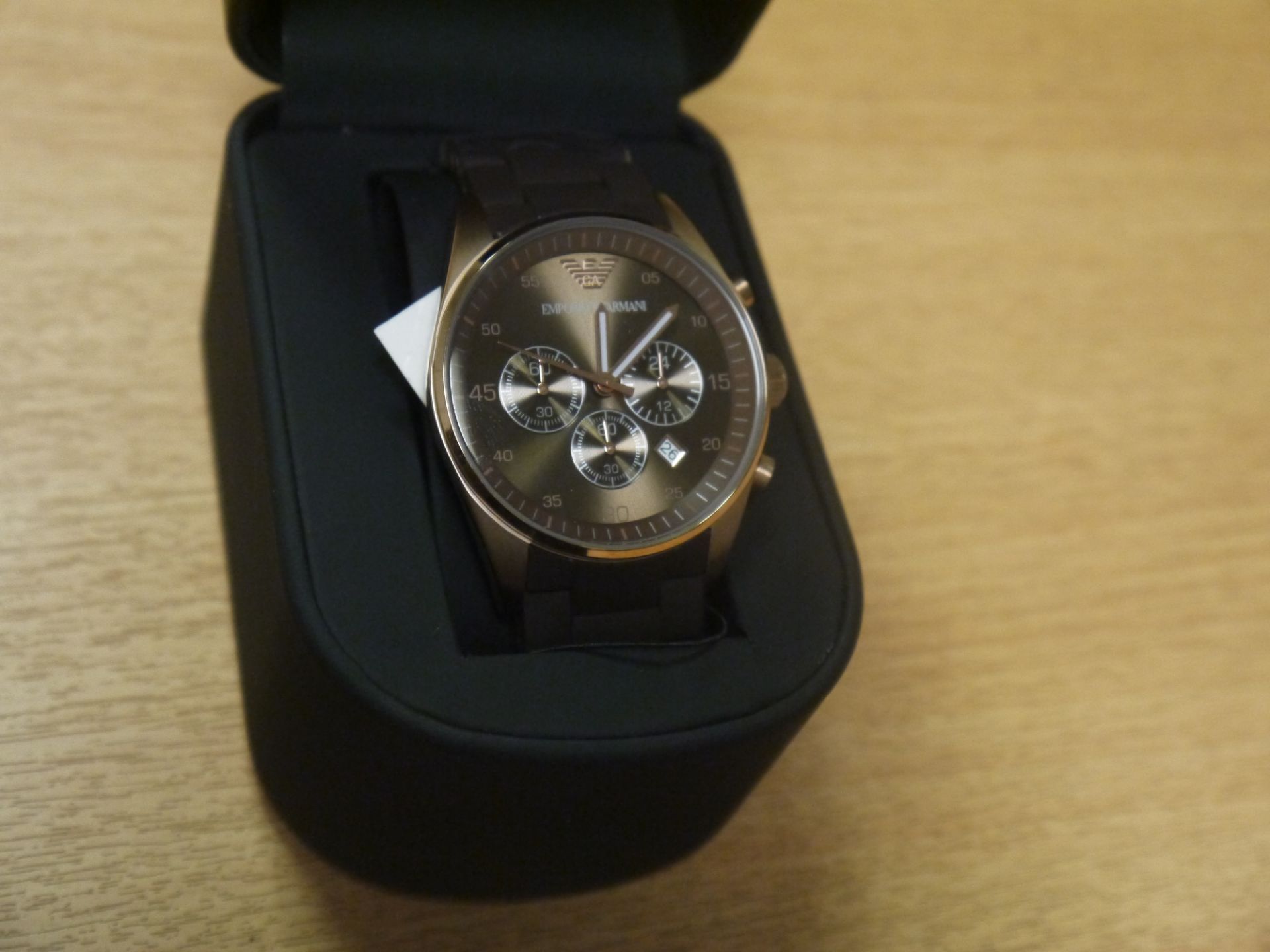 NO VAT!! Emporio Armani Chronograph Gents Watch (AR5890) New, boxed and ticking. RRP £341. See link.